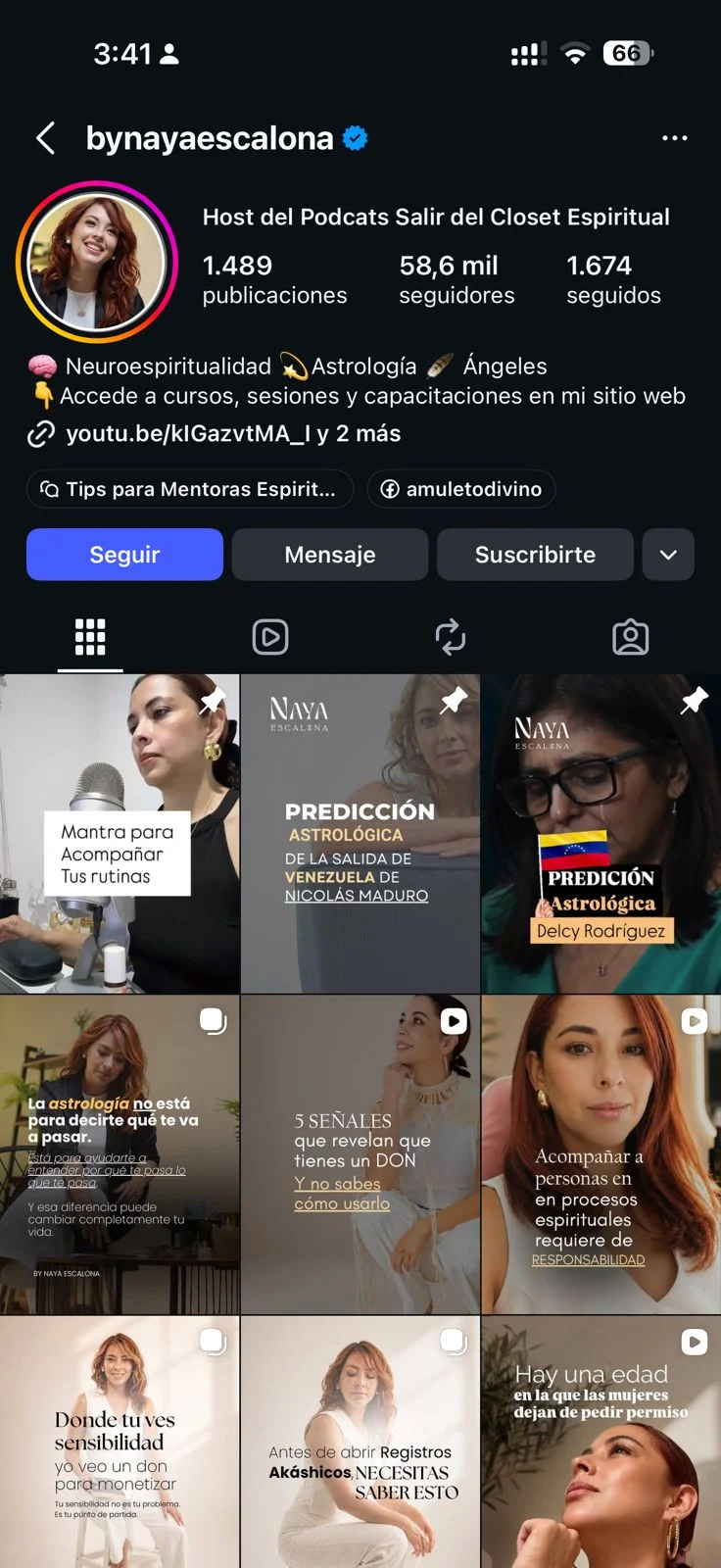 Perfil de Instagram @bynayaescalona