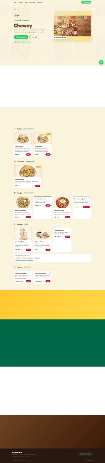 Chewey Antojos y Desayunos — sitio web